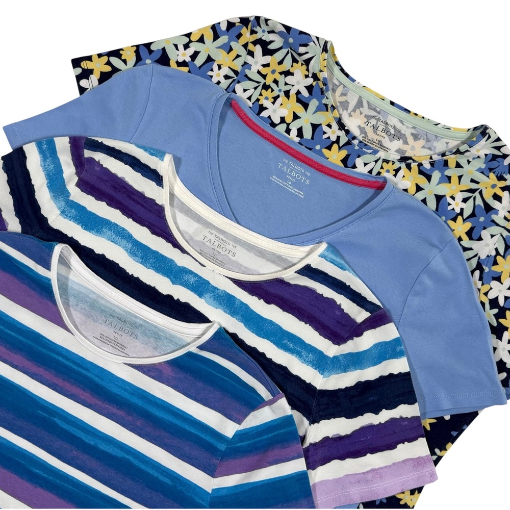 Talbots Petite LP Short Sleeve Tee Bundle Lot of 4 Pima Cotton Floral Striped